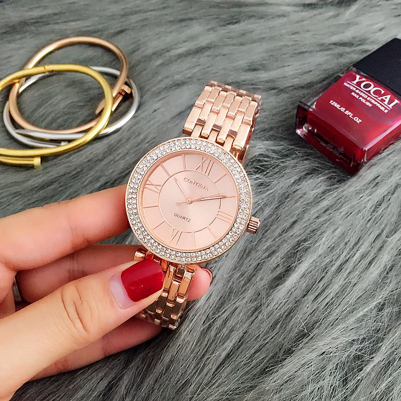 Women's Rhinestone Rose Gold Round Shaped Quartz Wristwatches - Watches for Women - DYAVOR®