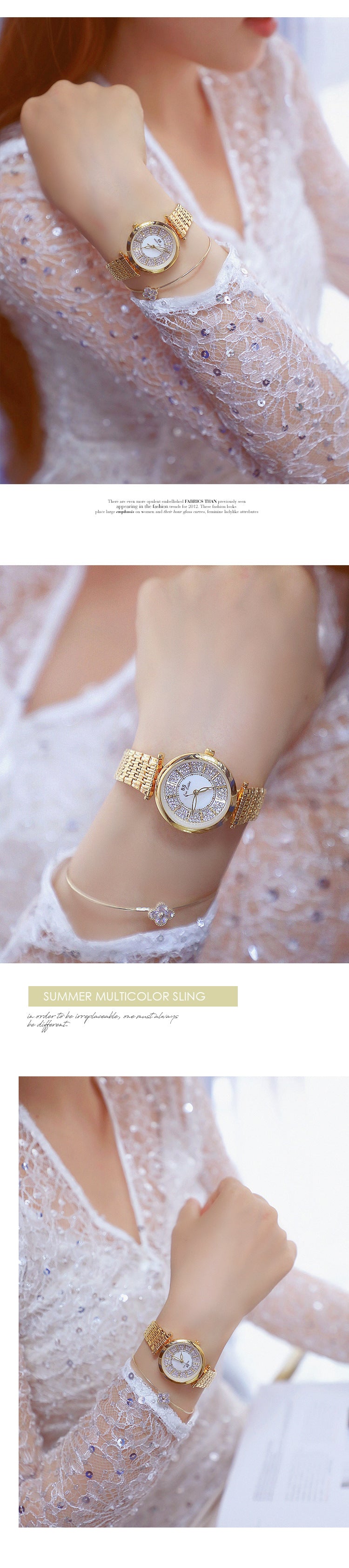 Women's Rhinestone Round Shape Stainless Steel Shock Resistant Watch - Watches for Women - DYAVOR®