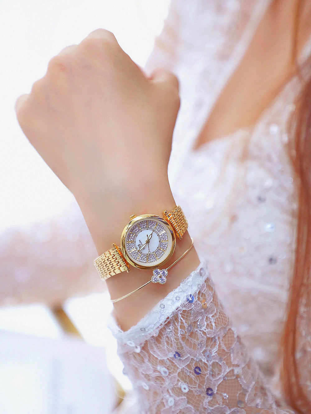 Women's Rhinestone Round Shape Stainless Steel Shock Resistant Watch - Watches for Women - DYAVOR®