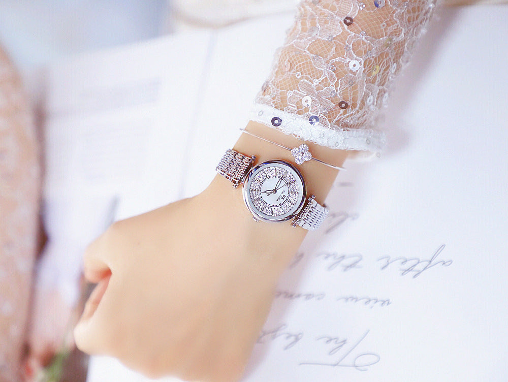 Women's Rhinestone Round Shape Stainless Steel Shock Resistant Watch - Watches for Women - DYAVOR®