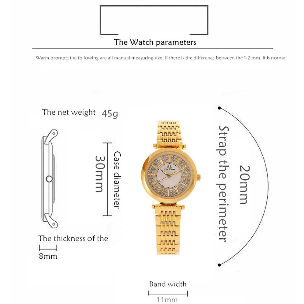 Women's Rhinestone Round Shape Stainless Steel Shock Resistant Watch - Watches for Women - DYAVOR®