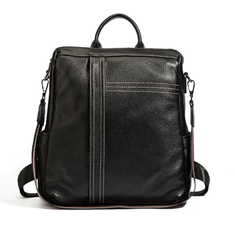 Women's Vintage Fashion Black Genuine Leather Shoulder Bag Backpack - Backpacks - DYAVOR®