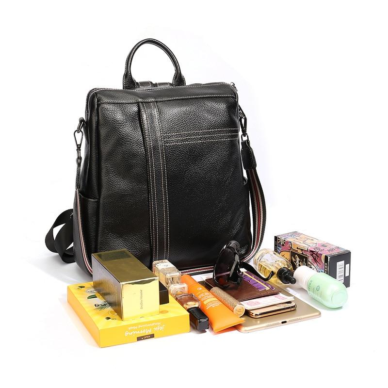 Women's Vintage Fashion Black Genuine Leather Shoulder Bag Backpack - Backpacks - DYAVOR®