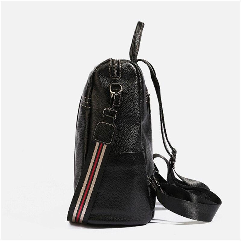 Women's Vintage Fashion Black Genuine Leather Shoulder Bag Backpack - Backpacks - DYAVOR®