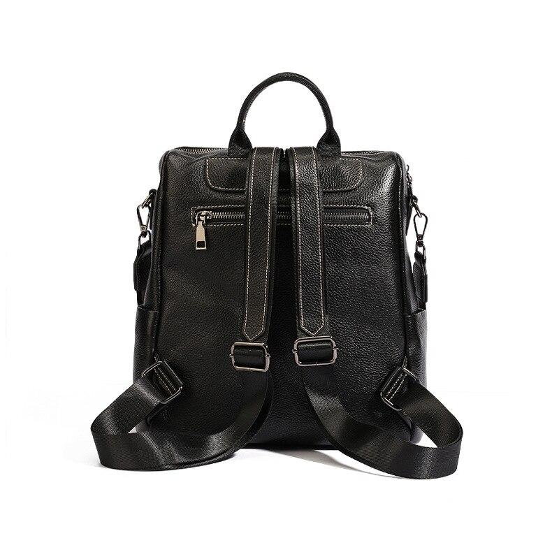 Women's Vintage Fashion Black Genuine Leather Shoulder Bag Backpack - Backpacks - DYAVOR®