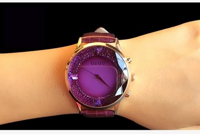 Women's Waterproof Rhinestone Quartz Lady Watch in Genuine Leather - Watches for Women - DYAVOR®