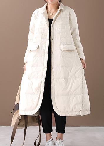 women white warm winter coat plus size winter Notched pockets outwear - - DYAVOR®