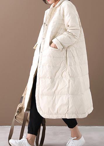 women white warm winter coat plus size winter Notched pockets outwear - - DYAVOR®