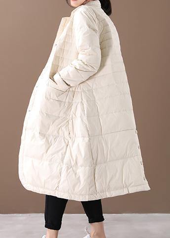 women white warm winter coat plus size winter Notched pockets outwear - - DYAVOR®
