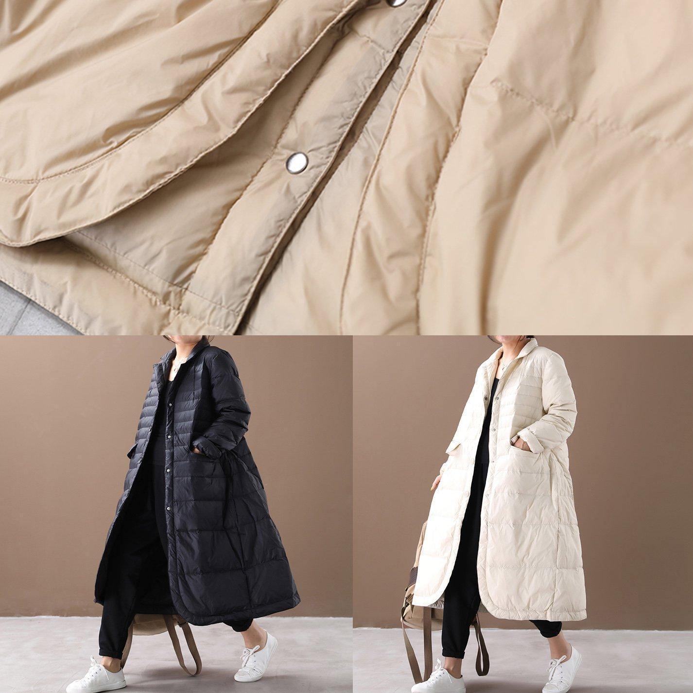 women white warm winter coat plus size winter Notched pockets outwear - - DYAVOR®