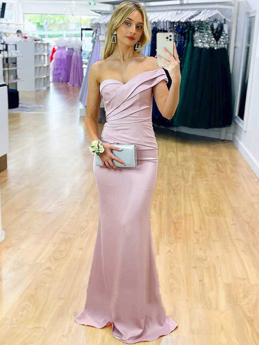  Satin Mermaid One Shoulder Purple Long Prom Dress - Prom Dress - DYAVOR® 