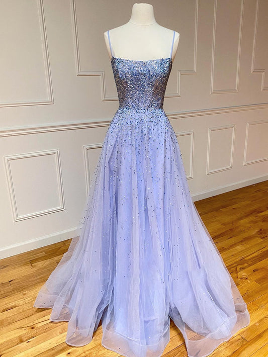  Light Blue Glitter Tulle Long Prom Dress - Prom Dress - DYAVOR® 