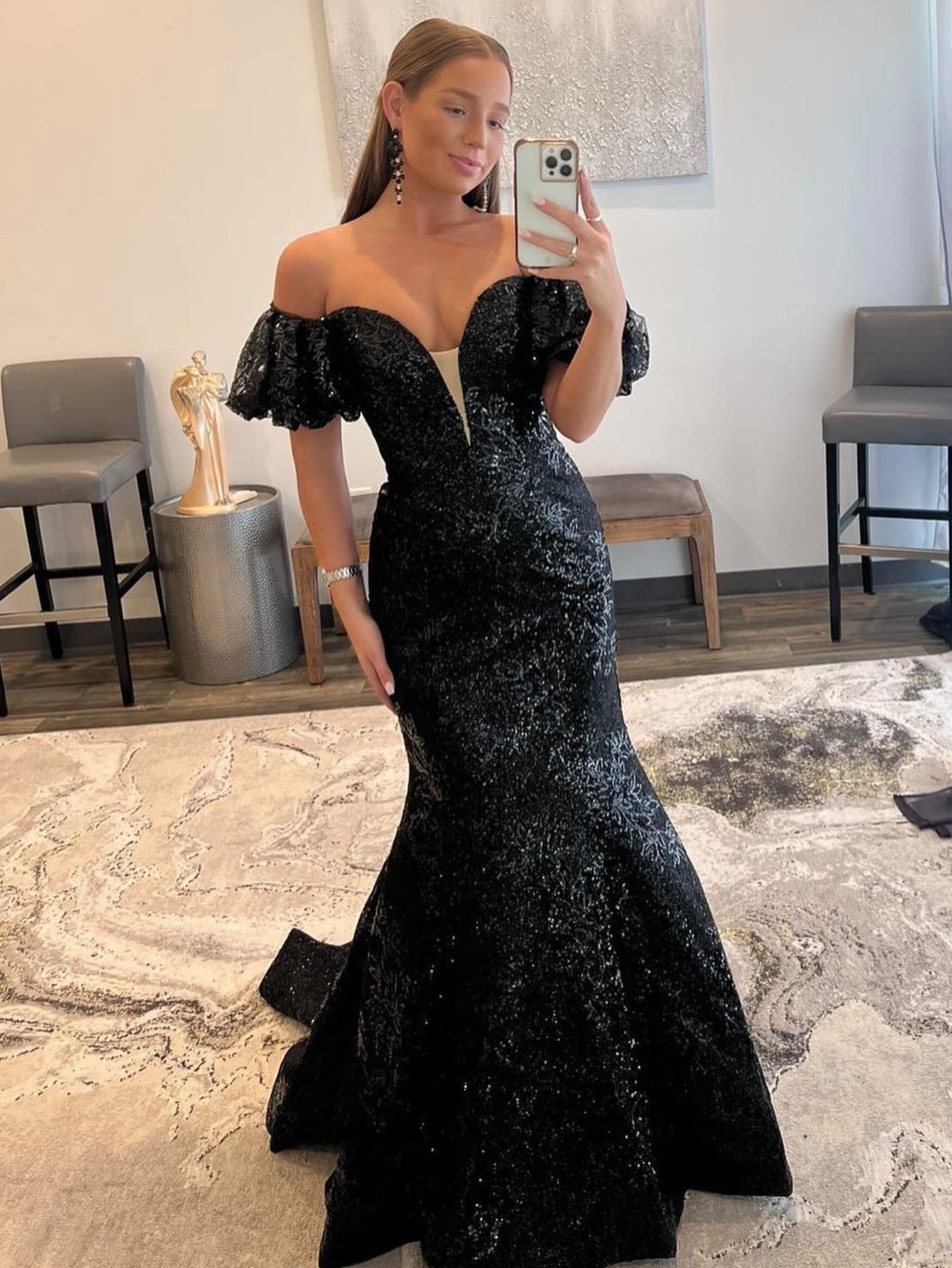  Black Strapless Sequins Long Mermaid Prom Dress - Prom Dress - DYAVOR® 