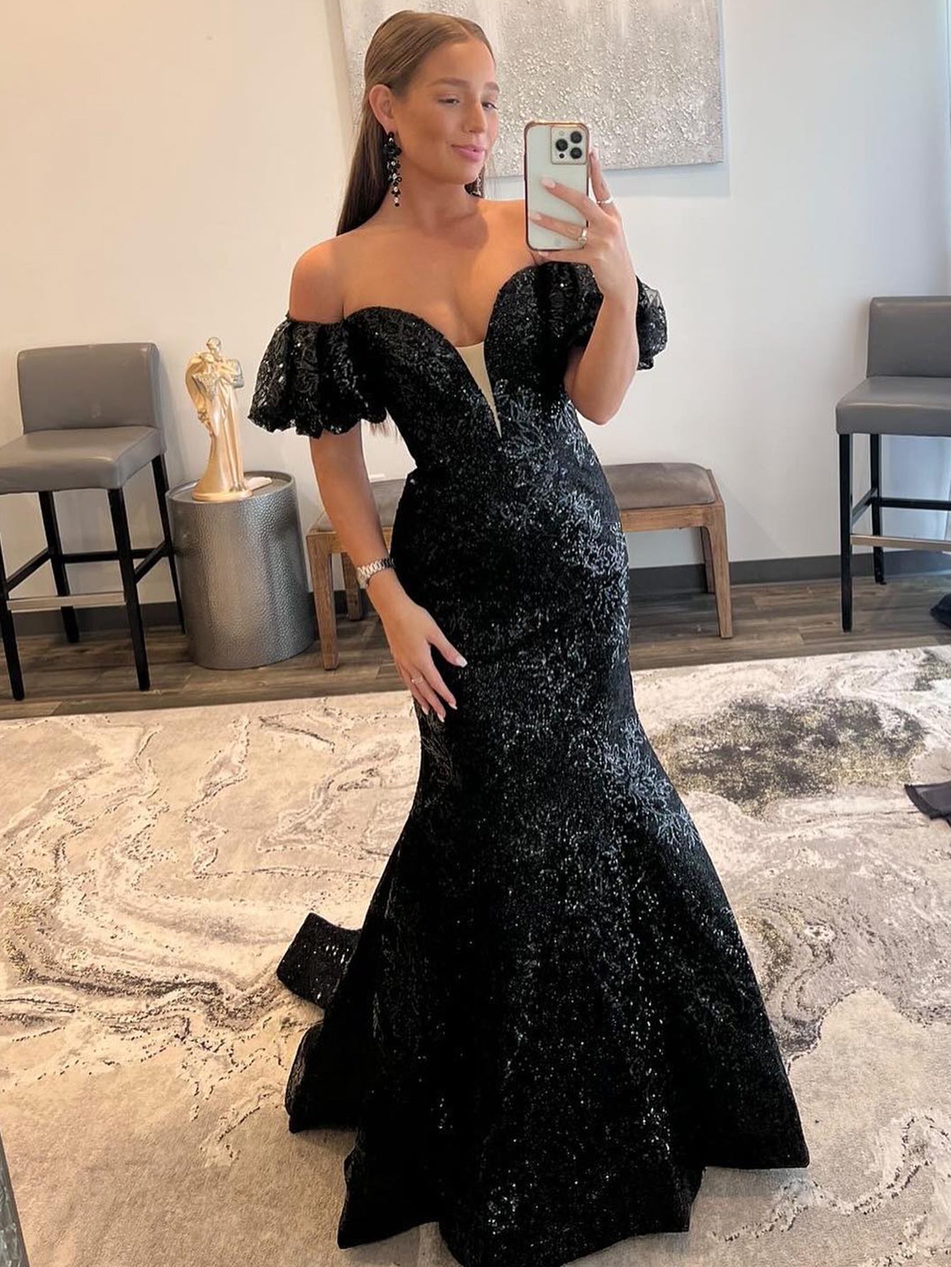  Black Strapless Sequins Long Mermaid Prom Dress - Prom Dress - DYAVOR® 