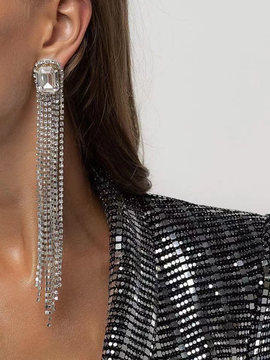  Geometric Rhinestone Tassel Party Earrings MSE00139 - Earrings - DYAVOR® 