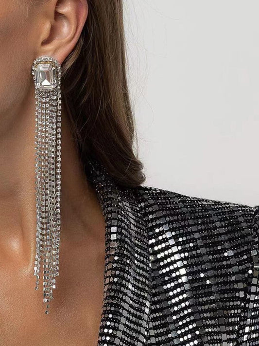  Geometric Rhinestone Tassel Party Earrings MSE00139 - Earrings - DYAVOR® 