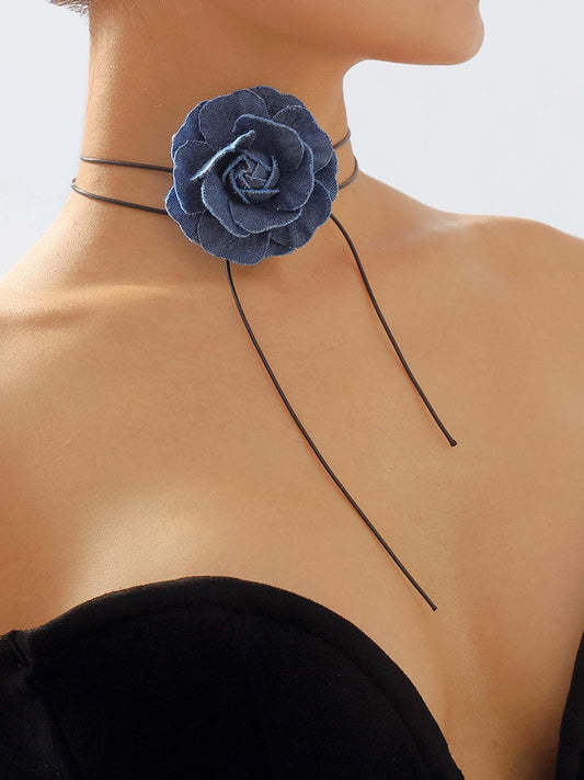  Retro Denim Choker Necklace MSE00168 - Earrings - DYAVOR® 
