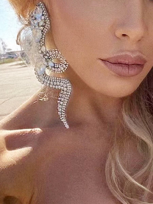  Vintage Rhinestone Snake Earrings MSE00138 - Earrings - DYAVOR® 