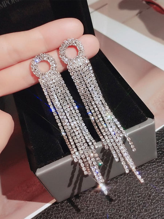  Missord S925 Silver Needle Circle Tassel Zircon Earrings MSE101072 - Earrings - DYAVOR® 
