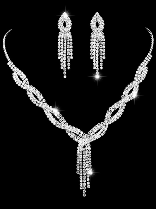  Missord Inlay Stone Tassel Necklace Earring Set MRL1023 - Jewelry Set - DYAVOR® 