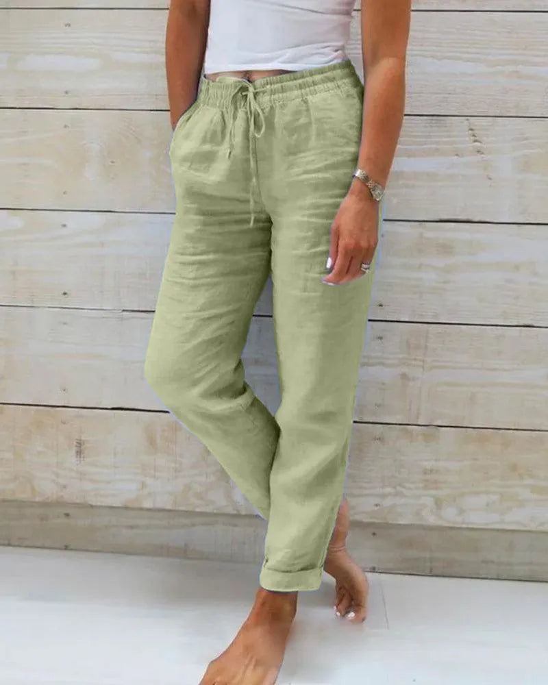  Linen Pants Ladies - Relaxed Style - Breathable Material - Ideal for Home and Informal Outing - 05/112024 1 - DYAVOR® 