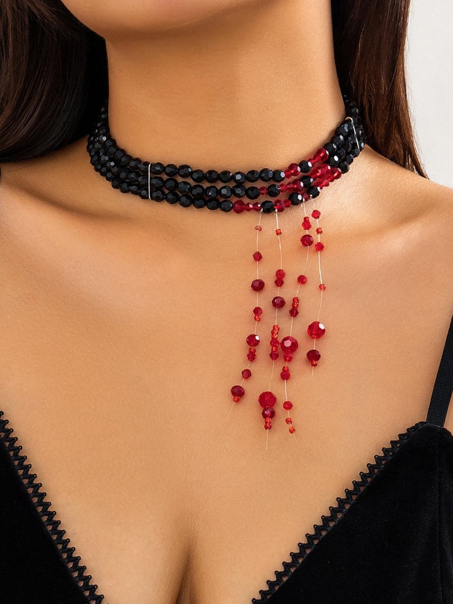  Halloween Crystal Tassel Beaded Necklace MSE00165 - Earrings - DYAVOR® 