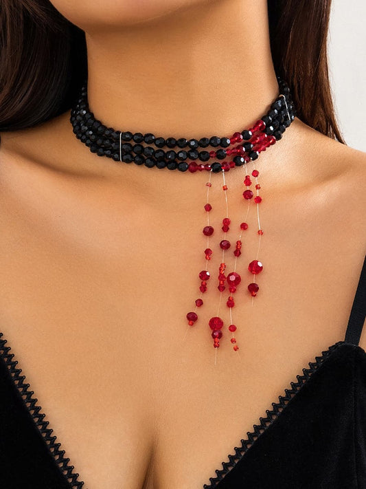  Halloween Crystal Tassel Beaded Necklace MSE00165 - Earrings - DYAVOR® 