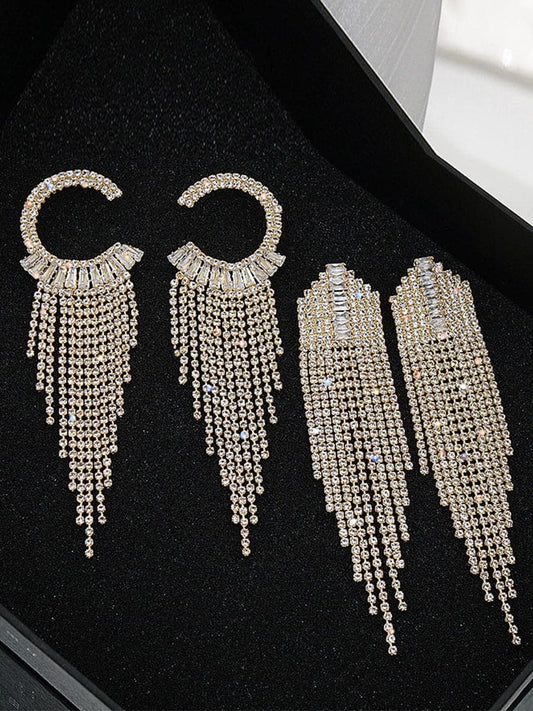  Rhinestone Sparkling Tassel Zircon Earrings MSE101046 - Earrings - DYAVOR® 