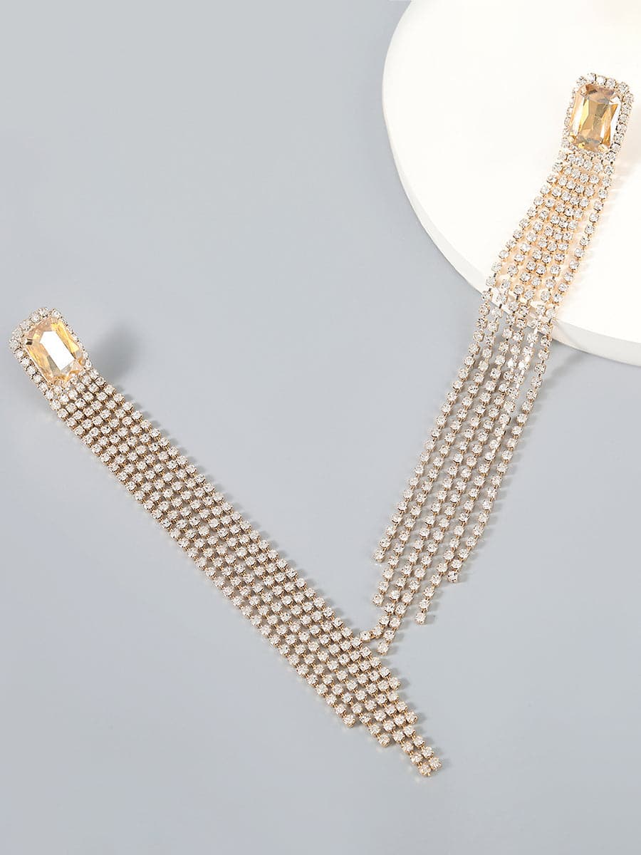  Geometric Rhinestone Tassel Party Earrings MSE00139 - Earrings - DYAVOR® 