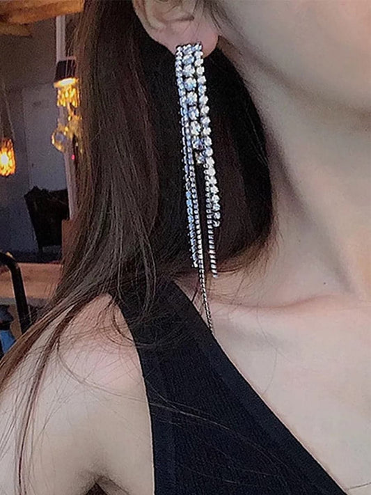  Super Shiny Stone Tassel Earrings MSE101025 - Earrings - DYAVOR® 