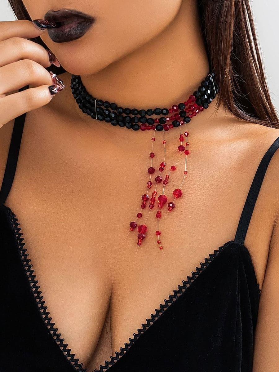  Halloween Crystal Tassel Beaded Necklace MSE00165 - Earrings - DYAVOR® 