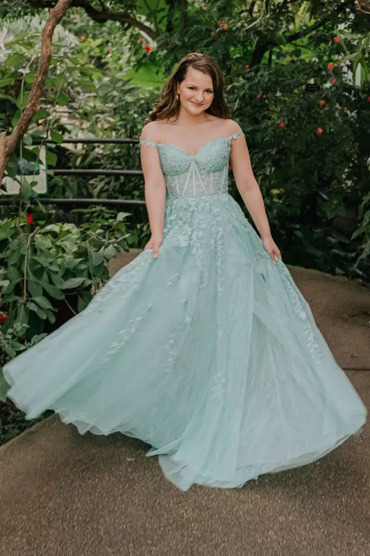  Mariana |A-line Sweetheart Lace Tulle Prom Dress with Slit - Prom Dress - DYAVOR® 