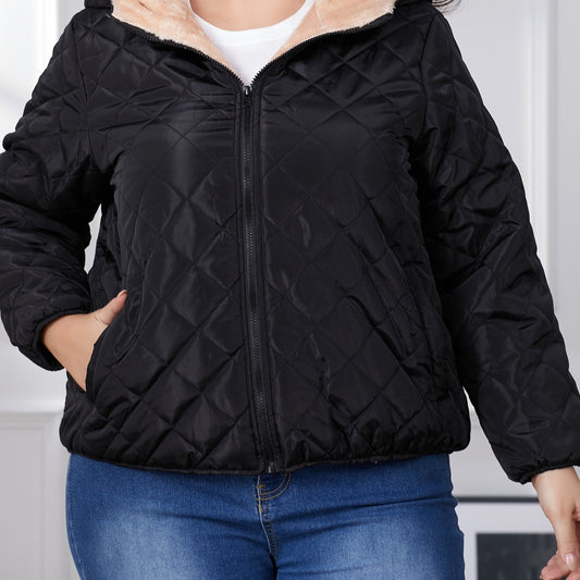  Lara | Plus size color block quilted jacket with hood - 07/112024 1 - DYAVOR® 