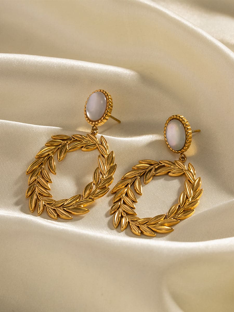  White Opal Olive Branch Earrings MSE00153 - Earrings - DYAVOR® 