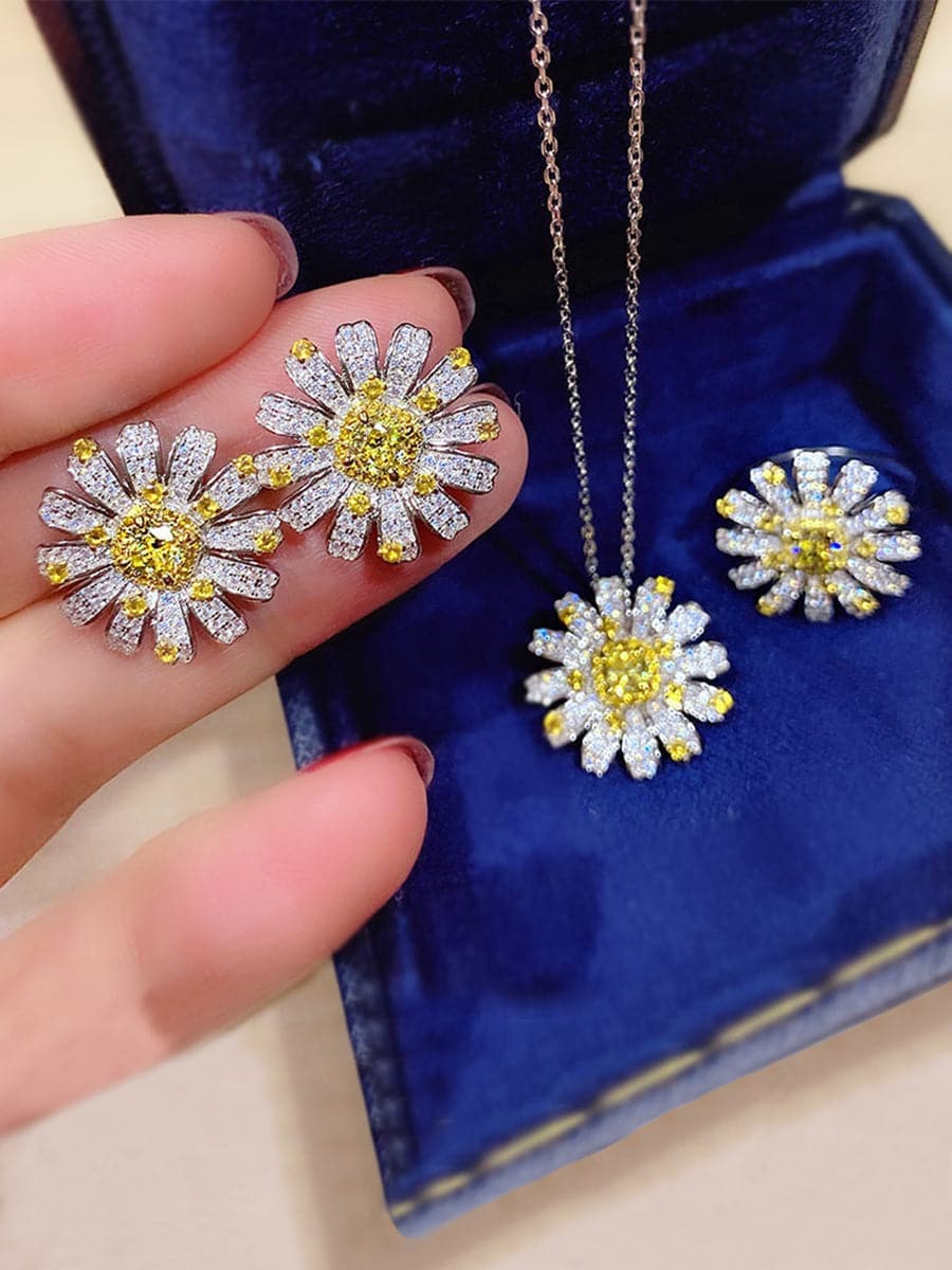  Missord Round Cut Sun Flower S925 Silver Pendant Necklace MRL1015 - Necklaces - DYAVOR® 