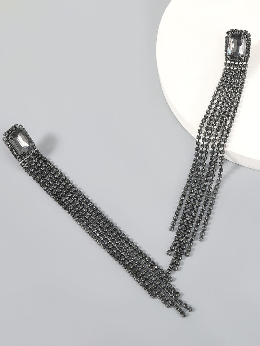  Geometric Rhinestone Tassel Party Earrings MSE00139 - Earrings - DYAVOR® 