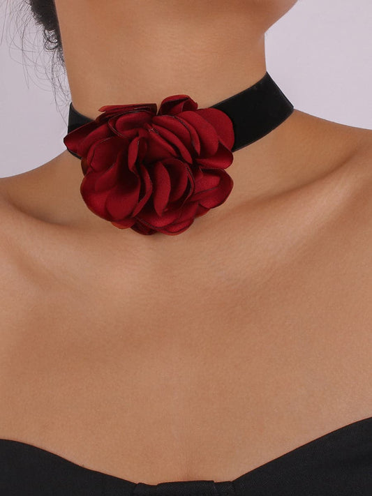  Serving Chic Style Rosette Flower Choker Necklace MSE00167 - Earrings - DYAVOR® 