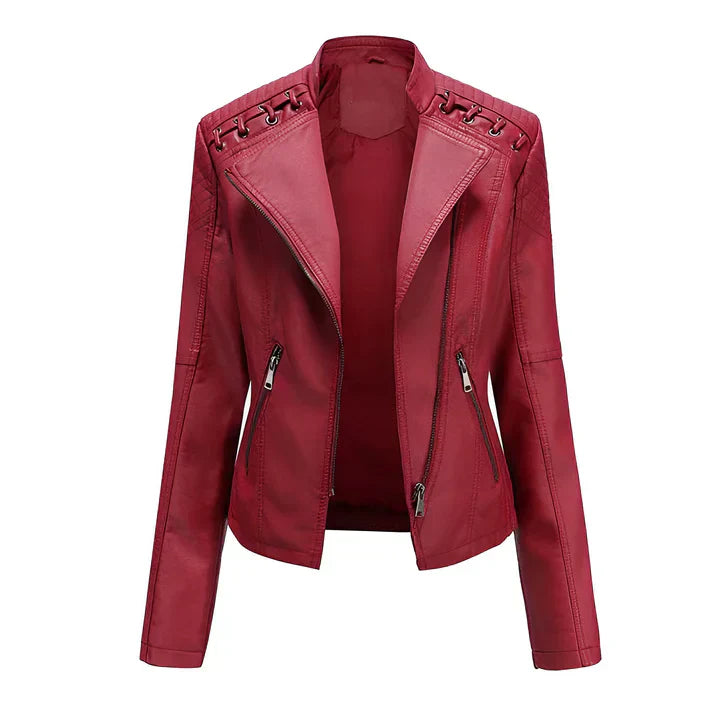  Arline - pu leather jacket with zipper -  - DYAVOR® 