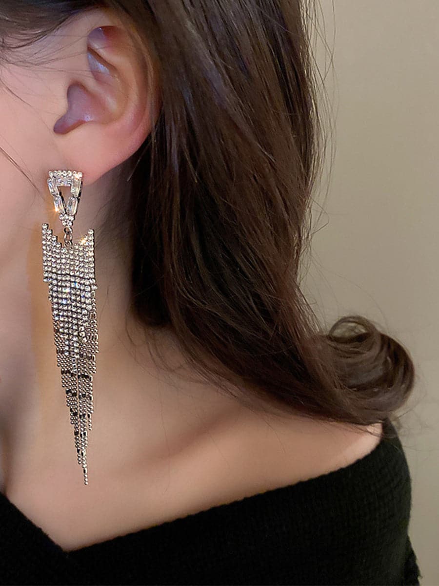  Angular Inlay Diamond Tassel Earrings MSE101008 - Earrings - DYAVOR® 