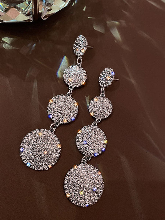  Needle Stone Geometric Circle S925 Silver Drop Earrings MSE101026 - Earrings - DYAVOR® 