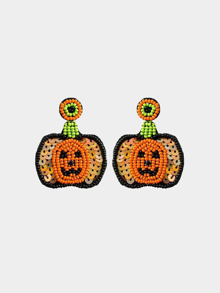 Pumpkin Ghost Face Halloween Earrings MSE00156