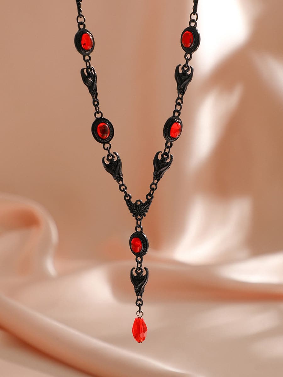 Halloween Demon Gemstone Gothic Necklace MSE00166