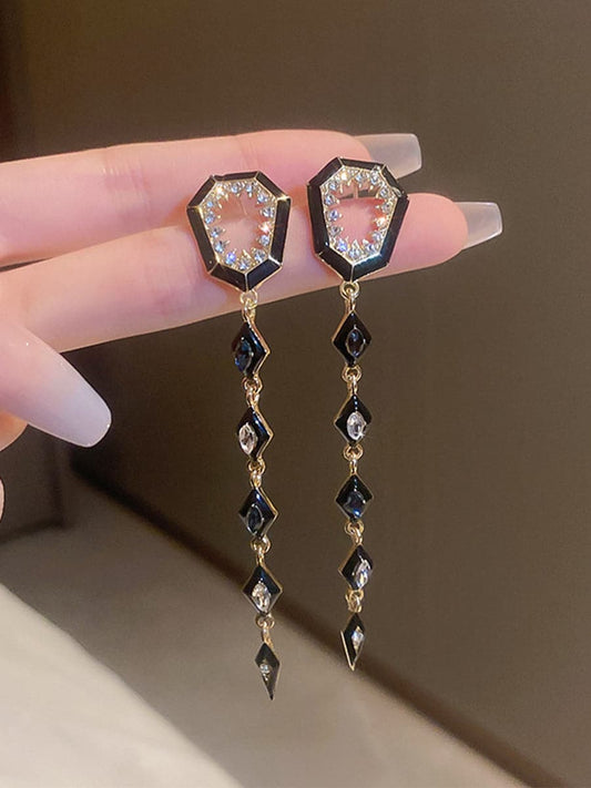  Inlay Stone Rhombus Tassel Earrings MSE101012 - Earrings - DYAVOR® 