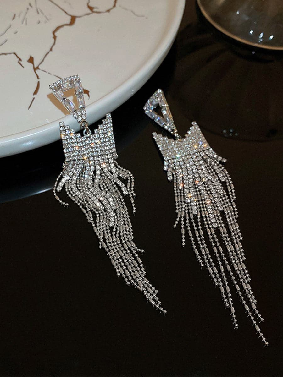  Angular Inlay Diamond Tassel Earrings MSE101008 - Earrings - DYAVOR® 