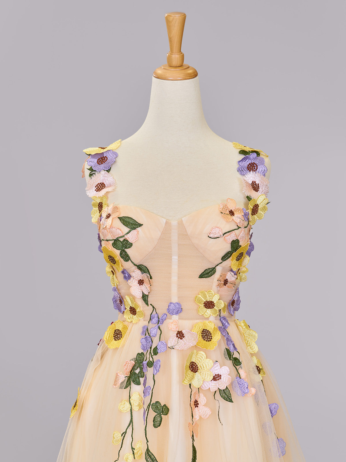  Quinta |A line Tulle Homecoming Dress with 3D Flowers - Homecoming Dress - DYAVOR® 