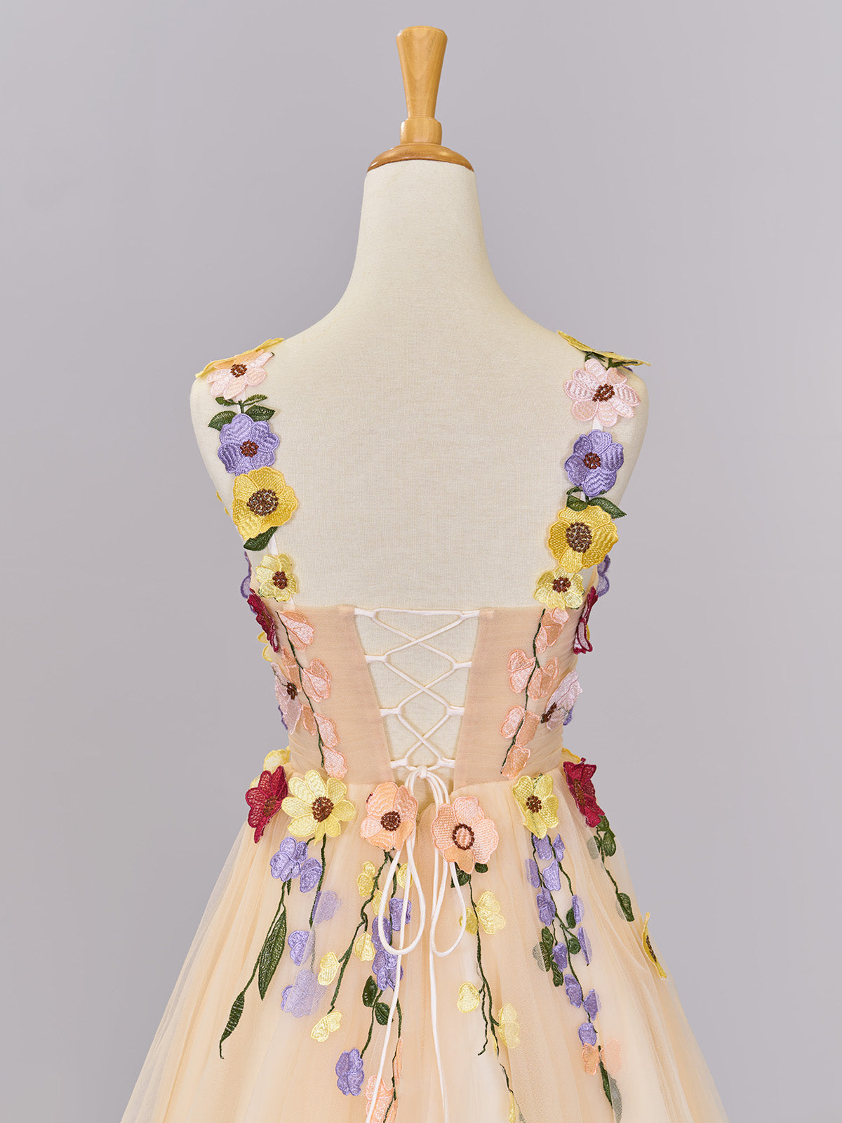  Quinta |A line Tulle Homecoming Dress with 3D Flowers - Homecoming Dress - DYAVOR® 