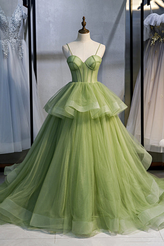  Ellianna | Green Sweetheart Tulle Long Prom Dress, Beautiful A-Line Evening Graduation Dress - Prom Dress - DYAVOR® 