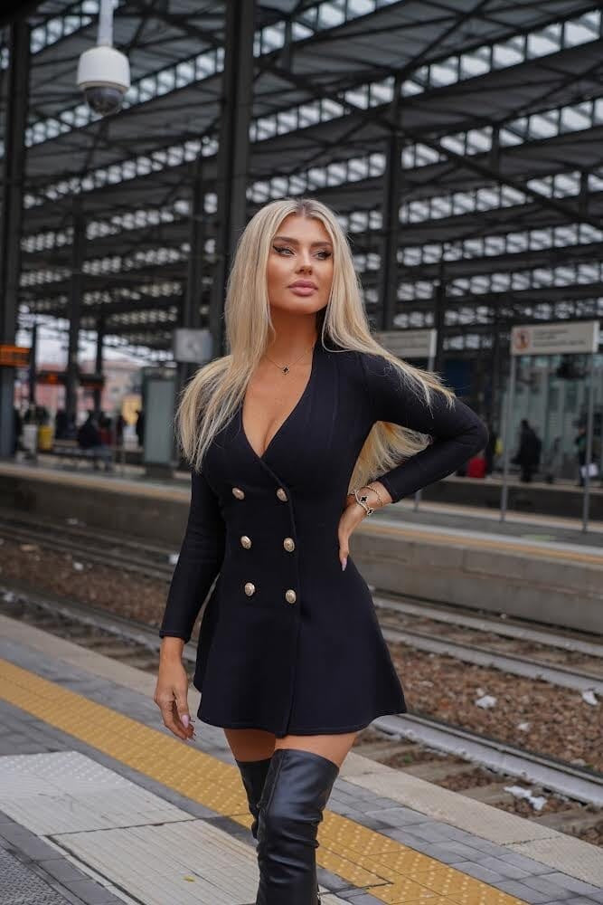   Black Mini V-neck Dress - dress - DYAVOR® 