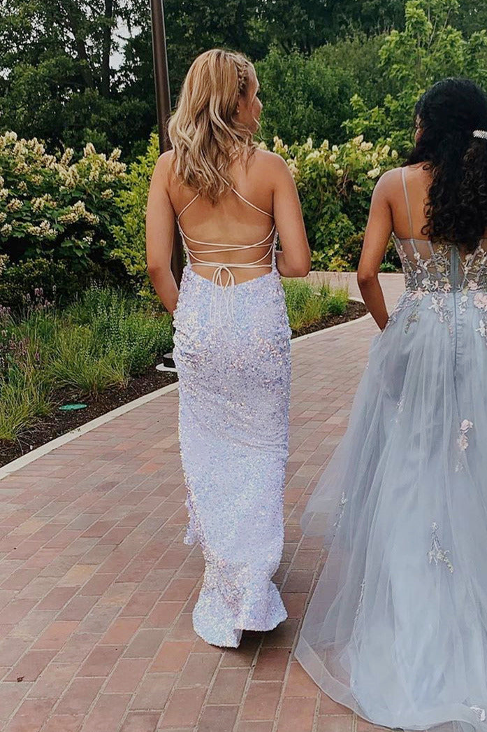  Glittering Lace-Up Mermaid White Long Prom Dress - prom dress - DYAVOR® 