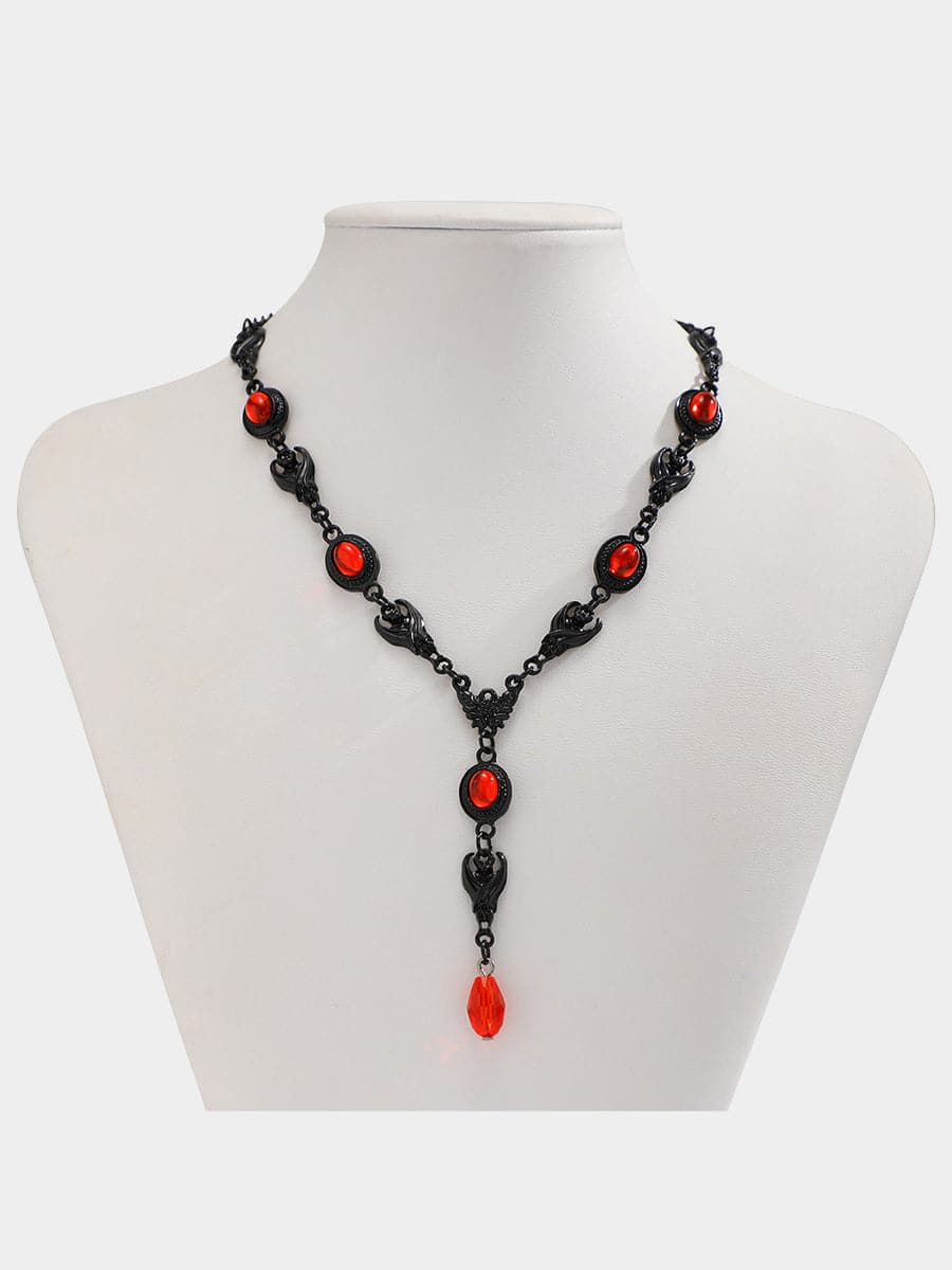 Halloween Demon Gemstone Gothic Necklace MSE00166